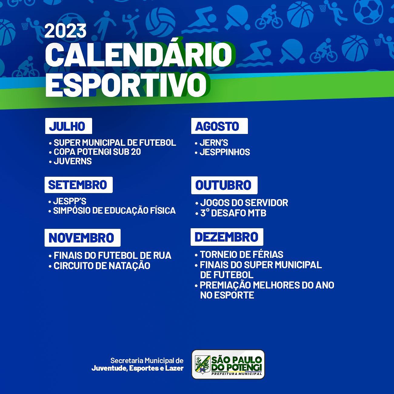 Esporte divulga calendário oficial de jogos para este ano